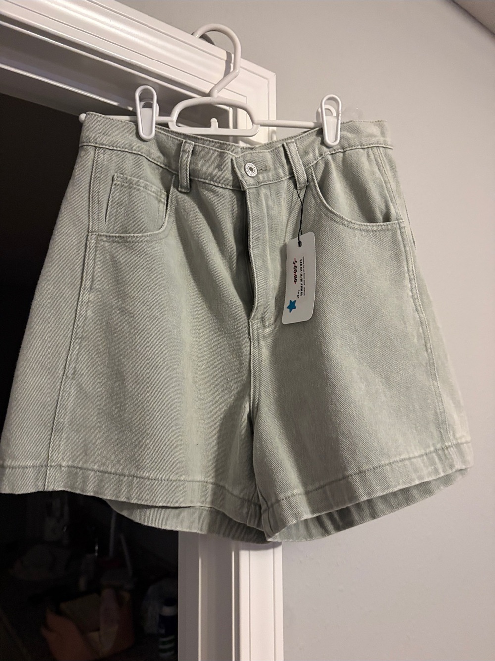 entro High-Waist Light seafoam Green Denim Shorts